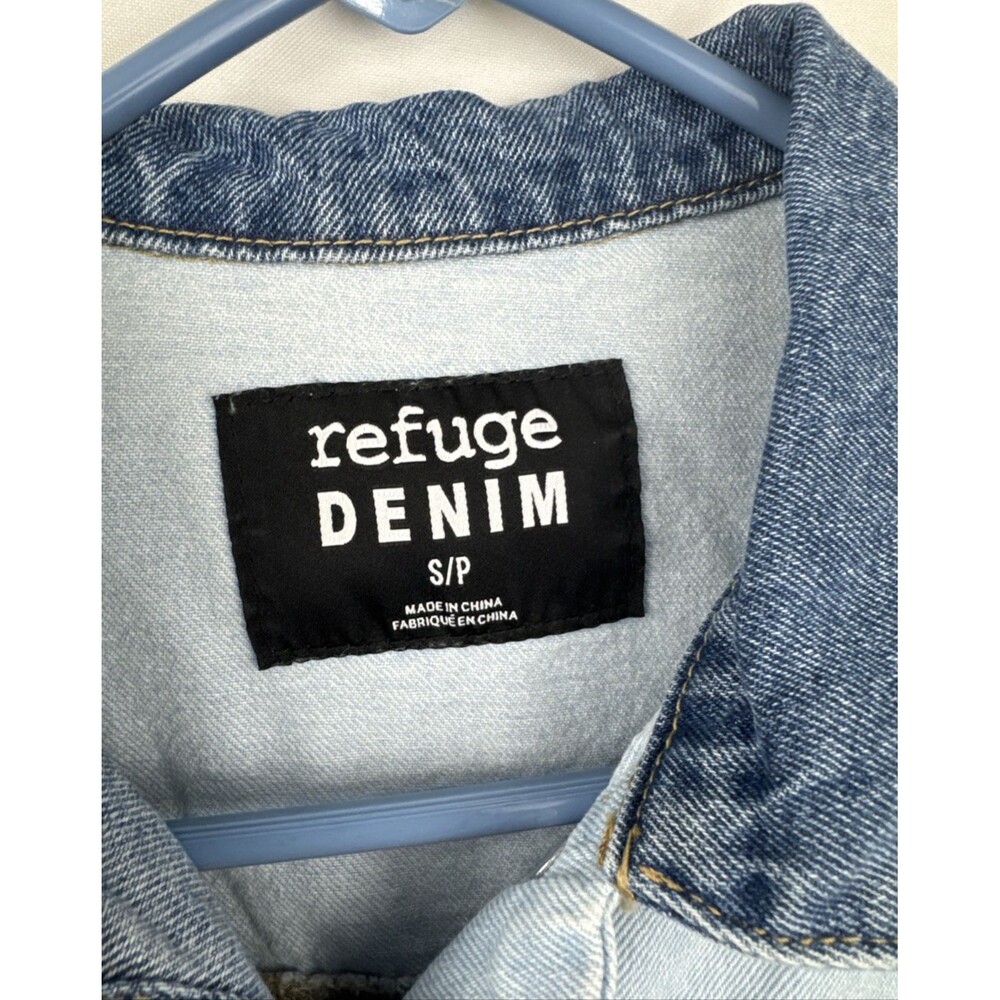 Refuge Denim Women’s Cropped Patchwork Jean Jacket Size S - Picture 5 of 16
